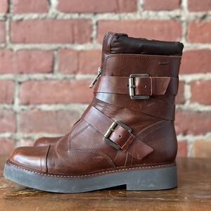 Geox Brown Leather Ankle Boots